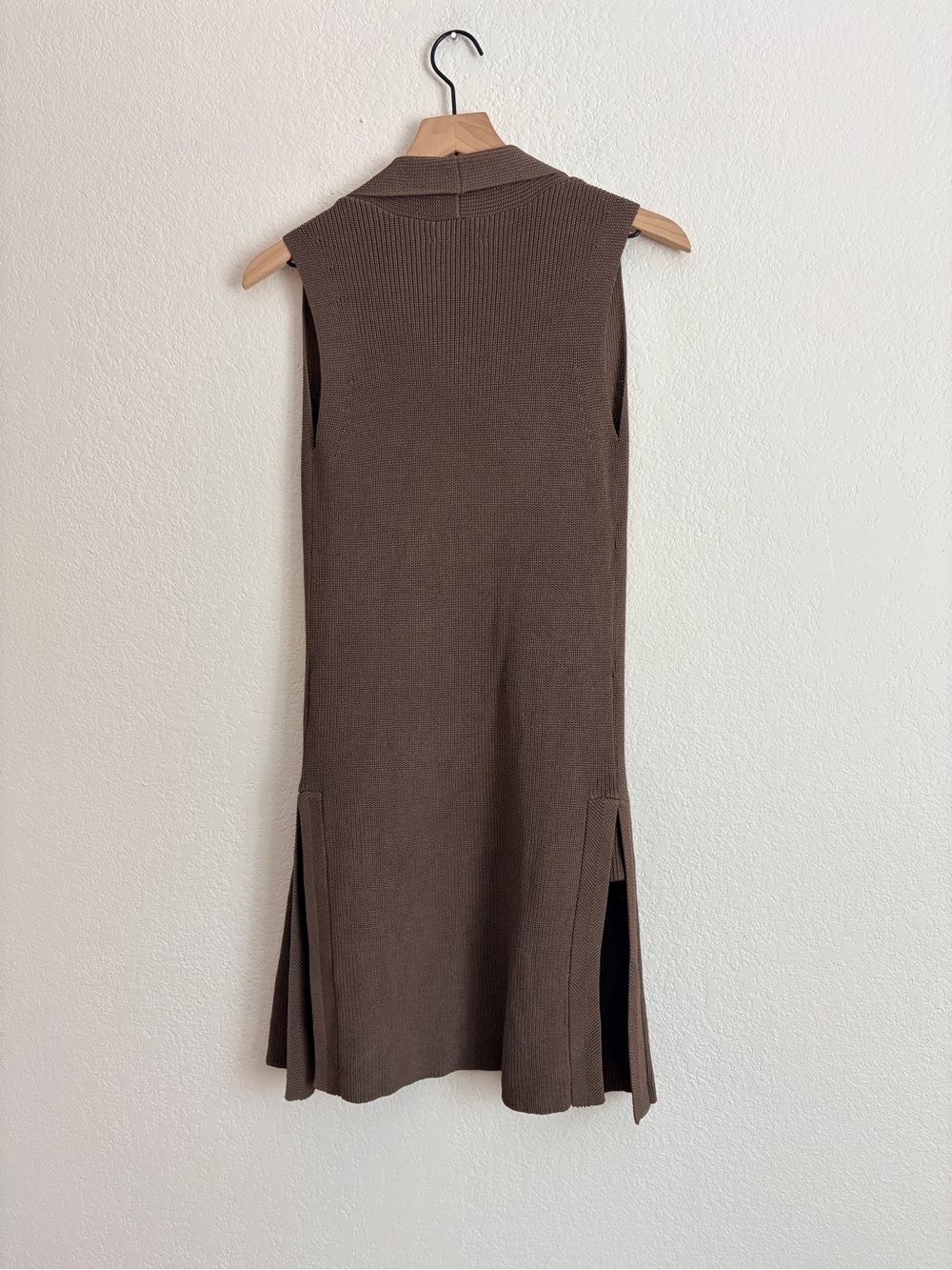 NWT Wilfred Dunkirk Sweater Sleeveless Ribbed Long Vest Chocolate Brown - Picture 4 of 11